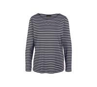 Longpullover GOLDNER "Jerseyshirt mit Streifenmuster", Damen, Gr. 44, blau (marine, grau), Obermaterial: 95% Viskose CV. 5% Elasthan EL., eng Tubular, Pullover Longpullover, Bunt gewirkter und dadurch