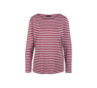 Longpullover GOLDNER "Jerseyshirt mit Streifenmuster", Damen, Gr. 44, grau (winterrot, grau), Obermaterial: 95% Viskose CV. 5% Elasthan EL., eng Tubular, Pullover Longpullover, Bunt gewirkter und dadu