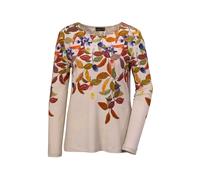 Longpullover GOLDNER "Kurzgröße Bezauberndes Druckshirt mit Motivdruck", Damen, Gr. 23, beige (sand, gemustert), Obermaterial: 95% Viskose CV. 5% Elasthan EL., Sonstiges, Pullover Longpullover, Ohne (