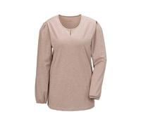 Longpullover GOLDNER "Kurzgröße Glanzshirt", Damen, Gr. 24, braun (walnuss), Obermaterial: 75% Viskose CV. 20% metallisierte Fasern MTF. 5% Elasthan EL., figurumspielend, Gummibündchen, Pullover Longp