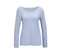 Longpullover GOLDNER "Kurzgröße Kombistarkes Langarmshirt mit tonaler Zierkante", Damen, Gr. 22, blau (hellblau), Obermaterial: 90% Viskose CV. 10% Elasthan EL., Sonstiges, Pullover Longpullover, Ohne