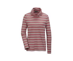 Longpullover GOLDNER "Kurzgröße Kratzfreies Ringelshirt mit soften Glanzgarnen", Damen, Gr. 25, rosa (rosenholz, geringelt), Obermaterial: 80% Viskose CV. 17% metallisierte Fasern MTF. 3% Elasthan EL.