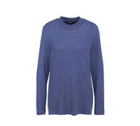 Longpullover GOLDNER "Kurzgröße Weiches Shirt mit Glitzersteinen", Damen, Gr. 25, blau (schieferblau, melange), Obermaterial: 75% Viskose CV. 20% Polyester PES. 5% Elasthan EL., Tubular, Pullover Long