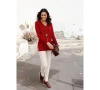 Longpullover INSPIRATIONEN "Longpullover", Damen, Gr. 38, rot (dunkelrot), 50% Baumwolle, 50% Polyacryl, unifarben, Pullover Longpullover (83131065-38) dunkelrot