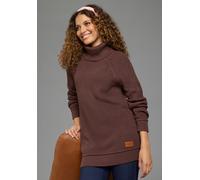 Longpullover KANGAROOS, Damen, Gr. 44/46, braun, Strick, Obermaterial: 50% Baumwolle, 50% Polyacryl, figurumspielend hüftbedeckend, Raglanärmel Rippbündchen, Pullover Longpullover, mit Rollkragen, fig