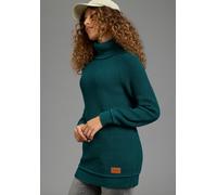 Longpullover KANGAROOS, Damen, Gr. 44/46, petrol, Strick, Obermaterial: 50% Baumwolle, 50% Polyacryl, figurumspielend hüftbedeckend, Raglanärmel Rippbündchen, Pullover Longpullover, mit Rollkragen, fi