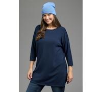 Longpullover LAURA SCOTT CURVE "Große Größen", Damen, Gr. 40/42, marine, Feinstrick, Obermaterial: 70% Viskose, 30% Polyamid, unifarben, Basic, figurumspielend hüftbedeckend, U-Boot-Ausschnitt, Pullov