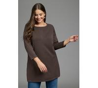 Longpullover LAURA SCOTT CURVE "Große Größen", Damen, Gr. 52/54, dunkelbraun, Feinstrick, Obermaterial: 70% Viskose, 30% Polyamid, unifarben, Basic, figurumspielend hüftbedeckend, U-Boot-Ausschnitt, P