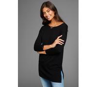 Longpullover LAURA SCOTT, Damen, Gr. 36, schwarz (schwarz (aus nachhaltigem material)), Strick, Obermaterial: 70% Viskose, 30% Polyamid, clean, unifarben, lässig geschnitten hüftbedeckend, Rundhals, P