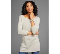 Longpullover LAURA SCOTT, Damen, Gr. 38, beige (beige meliert), Feinstrick, Obermaterial: 70% Viskose, 30% Polyamid, meliert, unifarben, Basic, lässig geschnitten hüftbedeckend, Rundhals, Pullover Lon