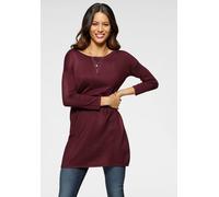 Longpullover LAURA SCOTT, Damen, Gr. 38, rot (rotbraun), Feinstrick, Obermaterial: 70% Viskose, 30% Polyamid, meliert, unifarben, Basic, lässig geschnitten hüftbedeckend, Rundhals, Pullover Longpullov