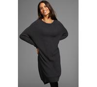 Longpullover LAURA SCOTT, Damen, Gr. 40/42, schwarz (anthrazit melange), Strick, Obermaterial: 50% Viskose, 26% Polyamid, 24% Polyester, unifarben, Basic, oversize lang, Rundhals, Rippstrickbündchen,
