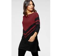 Longpullover LAURA SCOTT, Damen, Gr. 40, bunt (schwarz, dunkelrot), Feinstrick, Obermaterial: 50% Viskose, 28% Polyester, 22% Polyamid, colorblocking, lässig geschnitten hüftbedeckend, Rundhals, Pullo