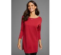 Longpullover LAURA SCOTT, Damen, Gr. 40, rot, Strick, Obermaterial: 70% Viskose, 30% Polyamid, clean, unifarben, lässig geschnitten hüftbedeckend, Rundhals, Pullover Longpullover, mit Schnürung am Ärm