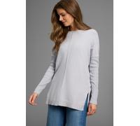 Longpullover LAURA SCOTT, Damen, Gr. 44/46, grau (grau mélange), Feinstrick, Obermaterial: 50% Viskose, 28% Polyester, 22% Polyamid, unifarben, Basic, weit Po-bedeckend, Rundhals, Pullover Longpullove