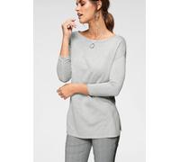 Longpullover LAURA SCOTT, Damen, Gr. 46, grau (hellgrau, melange (aus nachhaltigem material)), Feinstrick, Obermaterial: 70% Viskose, 30% Polyamid, meliert, unifarben, Basic, lässig geschnitten hüftbe