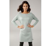 Longpullover LAURA SCOTT, Damen, Gr. 48, grün (mint, meliert), Feinstrick, Obermaterial: 70% Viskose, 30% Polyamid, meliert, unifarben, Basic, lässig geschnitten hüftbedeckend, Rundhals, Pullover Long