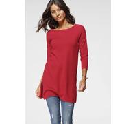Longpullover LAURA SCOTT, Damen, Gr. 48, rot (hellrot), Feinstrick, Obermaterial: 70% Viskose, 30% Polyamid, meliert, unifarben, Basic, lässig geschnitten, Rundhals, Pullover Longpullover, Feinstrick