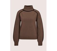 Longpullover MADELEINE "Feinstrickpullover Eleganter Strickpullover mit sportivem Esprit", Damen, Gr. 40/42, schwarz (trüffelbraun, schwarz), Obermaterial: 50% Polyamid PA. 33% Wolle mw. 17% Polyacryl