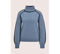 Longpullover MADELEINE "Feinstrickpullover Eleganter Strickpullover mit sportivem Esprit", Damen, Gr. 48, blau (rauchblau, schwarz), Obermaterial: 50% Polyamid PA. 33% Wolle mw. 17% Polyacryl PAN., Mo