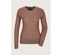 Longpullover MADELEINE "Feinstrickpullover Wollpullover mit grafischem Muster", Damen, Gr. 40, beige (mandel), Obermaterial: 100% Schurwolle WV., Pullover Longpullover (87535948-40) mandel