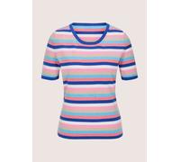 Longpullover MADELEINE "Glattstrickpullover Viskosepullover mit Streifen-Muster", Damen, Gr. 36/38, blau (azurblau, weiß, multicolor), Obermaterial: 46% Modal CMD. 40% Polyacryl PAN. 14% Polyamid PA.,