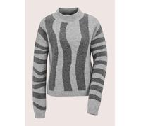 Longpullover MADELEINE "Jacquard-Pullover Stilvoller Strickpullover mit modernem Allover-Muster", Damen, Gr. 34, grau (bleigrau, silbergrau, melange), Obermaterial: 46% Polyamid PA. 38% Wolle mw. 16%
