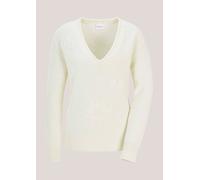 Longpullover MADELEINE "Kaschmirpullover Eleganter Strickpullover mit floralem Design", Damen, Gr. 48, weiß (wollweiß), Obermaterial: 35% Polyamid PA. 30% Viskose CV. 30% Wolle mw. 5% Kaschmir WS., Pu