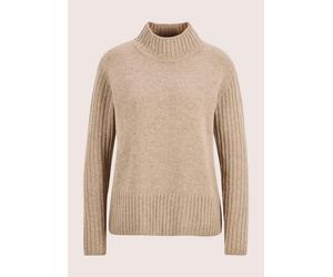 Longpullover MADELEINE "Kaschmirpullover Eleganter Strickpullover mit Stehkragen", Damen, Gr. 36/38, beige (beige, melange), Obermaterial: 45% Wolle mw. 30% Kaschmir WS. 15% Viskose CV. 10% Polyamid P