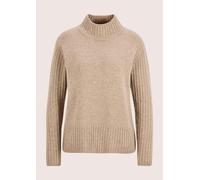 Longpullover MADELEINE "Kaschmirpullover Eleganter Strickpullover mit Stehkragen", Damen, Gr. 48, beige (beige, melange), Obermaterial: 45% Wolle mw. 30% Kaschmir WS. 15% Viskose CV. 10% Polyamid PA.,
