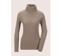 Longpullover MADELEINE "Kaschmirpullover Rollkragenpullover aus Kaschmir", Damen, Gr. 44/46, beige (cappuccino, melange), Obermaterial: 100% Kaschmir WS., Modern, normal, Pullover Longpullover, Good-C
