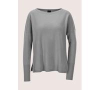 Longpullover MADELEINE "Kaschmirpullover Schlichter Strickpullover mit U-Boot-Ausschnitt", Damen, Gr. 40/42, grau (steingrau, melange), Obermaterial: 100% Kaschmir WS., Modern, Pullover Longpullover,