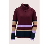 Longpullover MADELEINE "Pullover Asymmetrischer Rollkragenpullover", Damen, Gr. 36/38, rot (portwein, multicolor), Modern, regular fit, Pullover Longpullover (12343232-36) portwein, multicolor