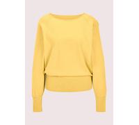 Longpullover MADELEINE "Pullover Basic Strickpullover mit Fledermausärmeln", Damen, Gr. 44/46, gold (goldgelb, melange), Obermaterial: 46% Modal CMD. 40% Polyacryl PAN. 14% Polyamid PA., Modern, figur