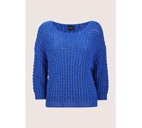 Longpullover MADELEINE "Pullover Boxy-Strickpullover mit Ajour-Design", Damen, Gr. 40/42, blau (royalblau), Obermaterial: 50% Alpaka WP. 50% Polyamid PA., Modern, normal, U-Boot-Ausschnitt, Pullover L