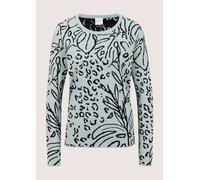 Longpullover MADELEINE "Pullover Feinstrickpullover im Mustermix", Damen, Gr. 40/42, grün (bleu, marine), Modern, slim fit, Pullover Longpullover (85303424-40) bleu, marine