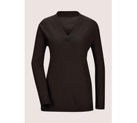 Longpullover MADELEINE "Pullover Feinstrickpullover mit V-Ausschnitt", Damen, Gr. 34, schwarz, Obermaterial: 100% Schurwolle WV., Modern, normal, V-Ausschnitt, Pullover Longpullover (33658466-34) schw
