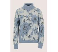 Longpullover MADELEINE "Pullover Floraler Jacquard-Pulli mit Rollkragen", Damen, Gr. 36/38, rauchblau, silbergrau, multicolor, Modern, comfort fit, Pullover Longpullover (66265038-36) rauchblau, silbe