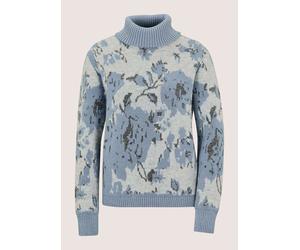 Longpullover MADELEINE "Pullover Floraler Jacquard-Pulli mit Rollkragen", Damen, Gr. 44/46, rauchblau, silbergrau, multicolor, Modern, comfort fit, Pullover Longpullover (66265038-44) rauchblau, silbe