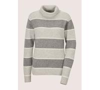 Longpullover MADELEINE "Pullover Gestreifter Kaschmirpullover", Damen, Gr. 4/42, grau (steingrau, melange, silberfarben), Modern, regular fit, Pullover Longpullover (34870816-40) steingrau, melange, s