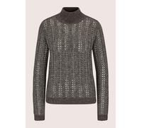 Longpullover MADELEINE "Pullover Glänzender Ajour-Pullover", Damen, Gr. 48, grau (bleigrau, melange, goldfarben), Modern, regular fit, Pullover Longpullover (22011612-48) bleigrau, melange, goldfarben