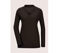 Longpullover MADELEINE "Pullover Glattstrick-Pullover mit V-Ausschnitt", Damen, Gr. 36/38, schwarz, Obermaterial: 100% Schurwolle WV., Modern, normal, Pullover Longpullover (33658466-36) schwarz