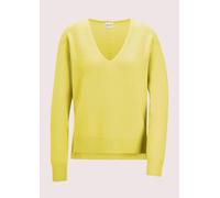 Longpullover MADELEINE "Pullover Kaschmir-Pullover mit V-Ausschnitt", Damen, Gr. 36/38, gelb (zitrone), Obermaterial: 100% Kaschmir WS., Modern, normal, V-Ausschnitt, Pullover Longpullover (82035532-3