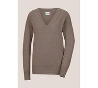Longpullover MADELEINE "Pullover Kaschmirpullover mit V-Ausschnitt", Damen, Gr. 34, beige (dunkeltaupe, melange), Obermaterial: 100% Kaschmir WS., Modern, V-Ausschnitt, Pullover Longpullover, Edles Ma