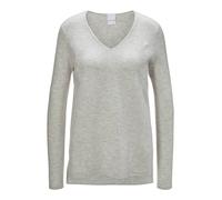 Longpullover MADELEINE "Pullover Kaschmirpullover mit V-Ausschnitt", Damen, Gr. 36/38, beige (ecru), Obermaterial: 100% Kaschmir WS., Modern, gerade, V-Ausschnitt, Pullover Longpullover (28269839-36)