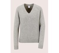Longpullover MADELEINE "Pullover Kaschmirpullover mit V-Ausschnitt", Damen, Gr. 36/38, grau (silbergrau, melange, silberfarben), Modern, comfort fit, Pullover Longpullover (58362861-36) silbergrau, me