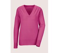 Longpullover MADELEINE "Pullover Kaschmirpullover mit V-Ausschnitt", Damen, Gr. 36/38, pink (magenta), Obermaterial: 100% Kaschmir WS., Modern, V-Ausschnitt, Pullover Longpullover, Edles Maschenbild (