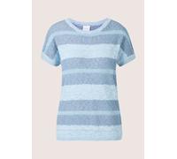 Longpullover MADELEINE "Pullover Kurzarm-Pullover mit Glanz-Effekt", Damen, Gr. 34, blau (rauchblau, bleu, silber), Obermaterial: 89% Baumwolle CO. 5% Polyester PES. 3% metallisierte Fasern MTF. 2% Po