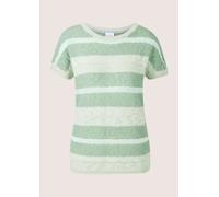 Longpullover MADELEINE "Pullover Kurzarm-Pullover mit Glanz-Effekt", Damen, Gr. 36/38, silber (salbei, hellsalbeigrün, silber), Obermaterial: 89% Baumwolle CO. 5% Polyester PES. 3% metallisierte Faser