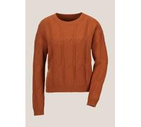 Longpullover MADELEINE "Pullover Kurzer Rollkragen-Pullover mit Zopfmuster", Damen, Gr. 40/42, orange (safran), Obermaterial: 90% Schurwolle WV. 10% Kaschmir WS., Modern, normal, Pullover Longpullover